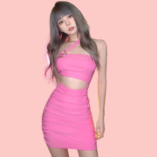 핑크 컷아웃 드레스 (S,M)